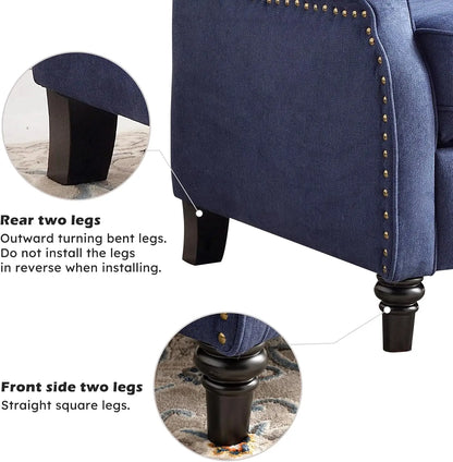 EBELLO Push Back Recliner Chair Fabric Lounge Armchair Pushback Recliner with Padded Seat for Living Room