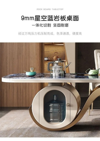 Light luxury rock slab table and chair combination modern minimalist design, creative high-end villa office tea table