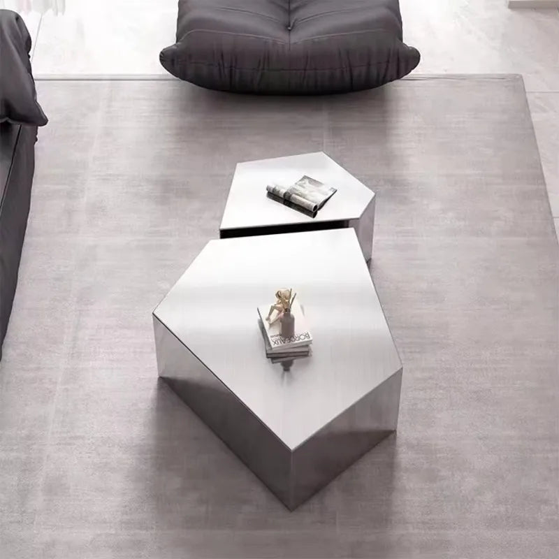 Light Luxury Bronze Brushed Coffee Table Creative Stainless Steel Living Room Shaped Coffee Table