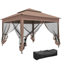 11x11 Pop Up Canopy Gazebo w/ Removable Netting Instant Event Tent 114sqft Shade Carry Bag Backyard Garden, Custom