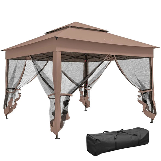 11x11 Pop Up Canopy Gazebo w/ Removable Netting Instant Event Tent 114sqft Shade Carry Bag Backyard Garden, Custom