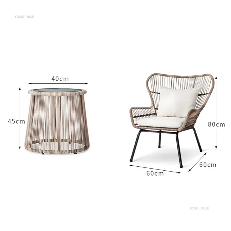 Nordic Outdoor Rattan Table and Chairs Combination Leisure Garden Furniture Sets High-end Open-air Patio Furniture Outdoor Set