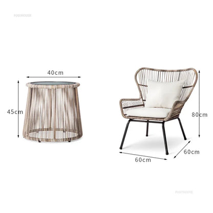 Nordic Outdoor Rattan Table and Chairs Combination Leisure Garden Furniture Sets High-end Open-air Patio Furniture Outdoor Set