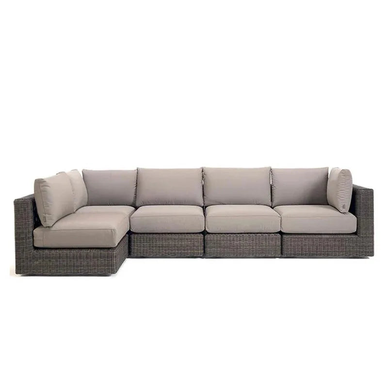 Nordic courtyard rattan furniture outdoor waterproof sunscreen sofa coffee table pedal double recliner resort bed and breakfast