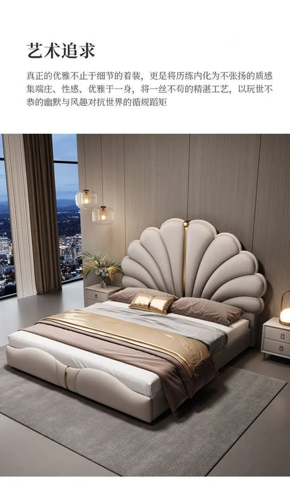 Nordic Aesthetic Double Bed European Queen Twin King Headboard Frame Luxury Cama Casal Furniture  Bed bases and bed frames home