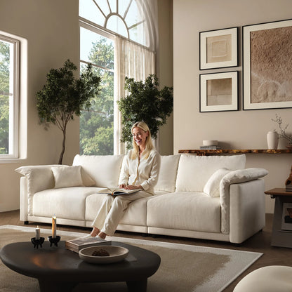 98.5" Cloud Modular Sectional Sofa Minimalist 3-Seats Sofa Couch Convertible Couch Deep Seat Couches for Living Room Sofa Sets