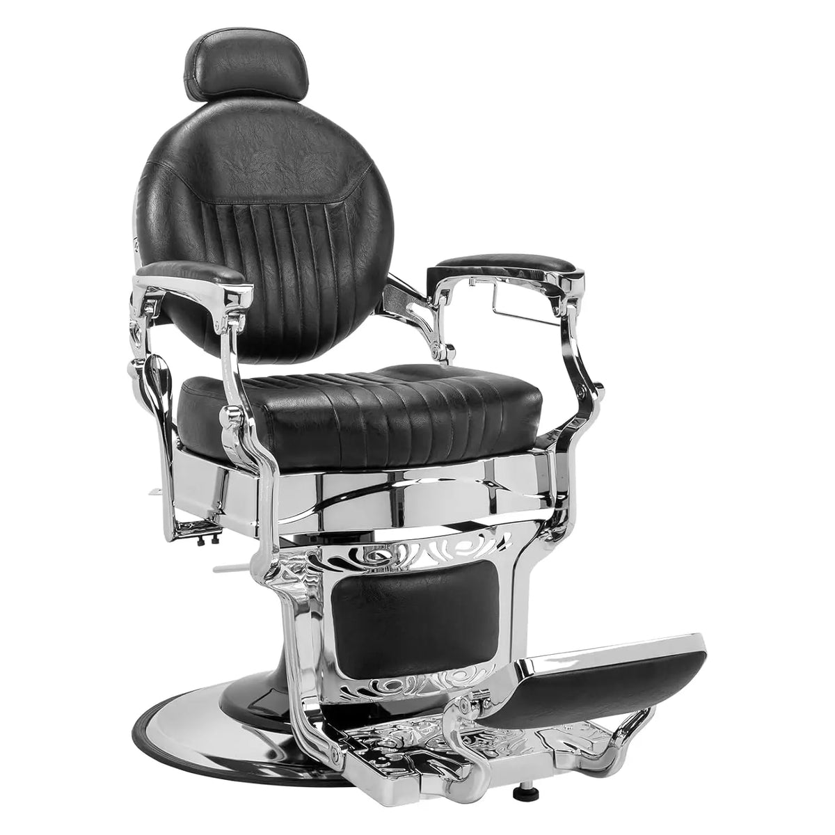 Heavy Duty Vintage Recline Barber Chair Hydraulic with Headrest, Supports up to 700lbs & 360°Rotatable, Professional Salon