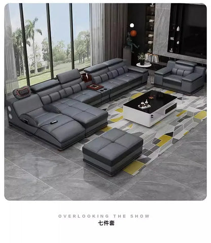 small apartment living room multi-functional massage light luxury Italian first layer cowhide 2024 new