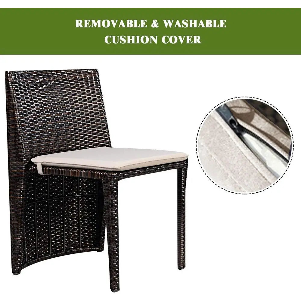 Cushioned Outdoor Wicker Patio Set Garden Sofa Seat No Assembly