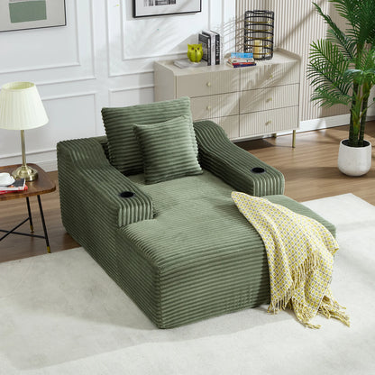 67 Inch Chaise Lounge Chair Indoor, Oversized Corduroy Upholstered Boneless Sofa Bed, Cloud Sofas Couches for Living Room