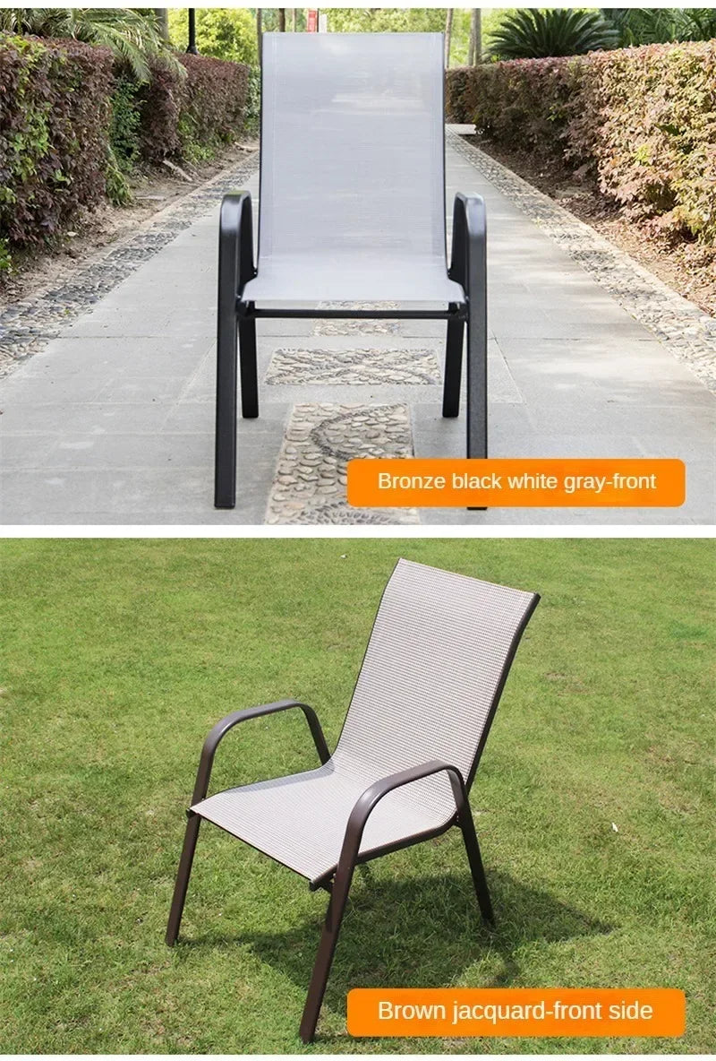 Outdoor Beach Chairs Outdoor Courtyard Balcony Waterproof and Sunscreen Iron Chair Home Leisure Back Armchairs Outdoor Furniture