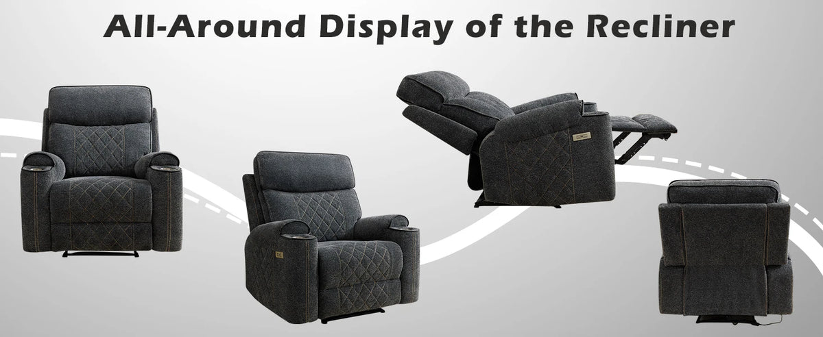 HAOMARKETS Electric Recliner Chair, Soft Fabric Power Recliners with Metal Cup Holders, Single Overstuffed Heavy Duty Reclining
