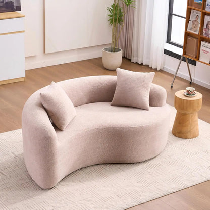 Customizable 66.9'' Modular Sectional Loveseat, Chenille Upholstered Boneless Curved Loveseat with Deep Seat,Combination Round S