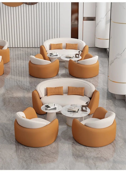lLight luxury business negotiation sofa table and chair combination hotel lobby reception leather sofa