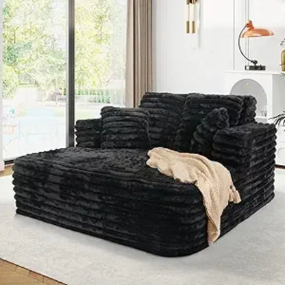 ZS019 Easyhomesofa Oversize Chaise Lounge Chair Indoor,Boneless Couch,Plush Corduroy Sleeper Sofa Bed