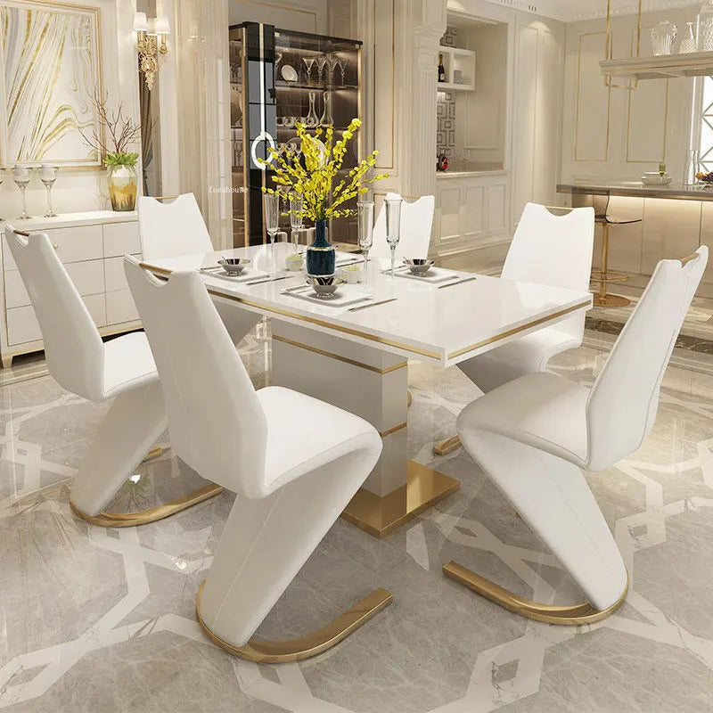 2 Pieces Chairs Modern Simple Z Shape Dining Chair PU Leather Home Living Room Chair Only Chairs L W