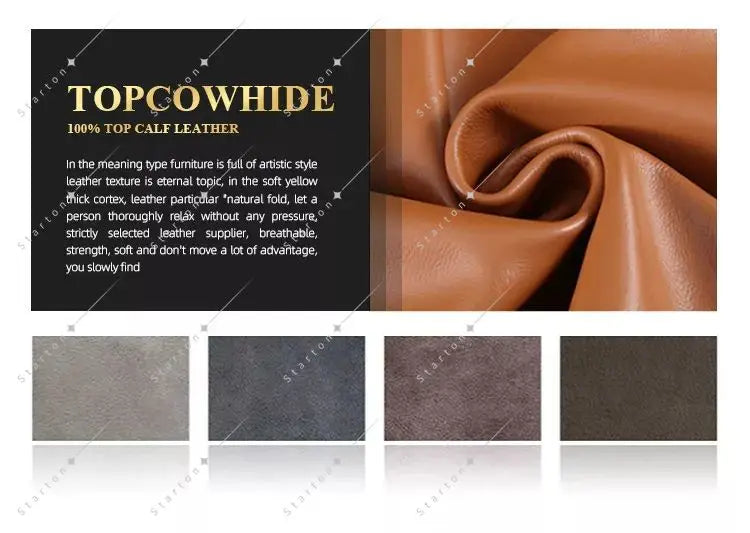 Starton Furniture Italy Design Living Room Couch Luxury Brown Genuine Leather Single Two Three Seater Sectional Sofa Set