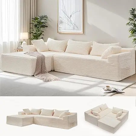 L-Shape Modular Sectional Sofa for Living Room, Comfortable Cloud-Like Couch with Chaise