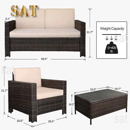 %a Camping Outdoor Indoor Backyard Porch Garden Poolside Balcony Use (Beige) Patio Furniture Outdoor Set Nature Hike Table Sets