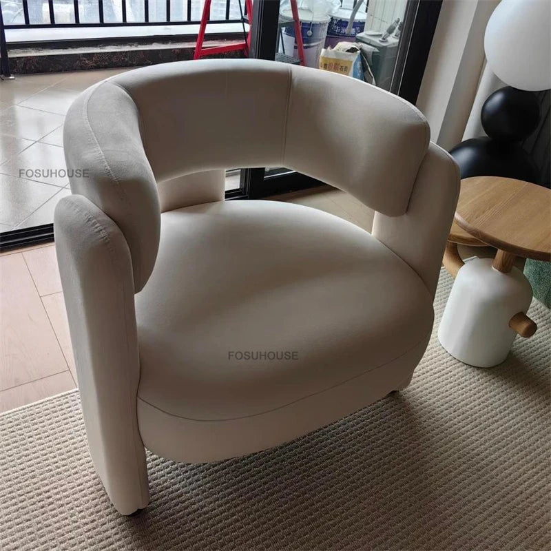 Simple Designer Flannel Backrest Living Room Chairs Light Luxury Leisure Armchair Living Room Furniture Balcony Lazy Single Sofa