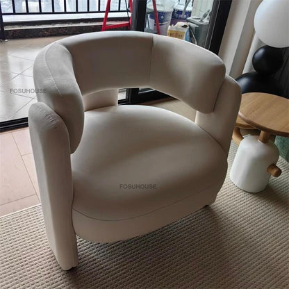 Simple Designer Flannel Backrest Living Room Chairs Light Luxury Leisure Armchair Living Room Furniture Balcony Lazy Single Sofa