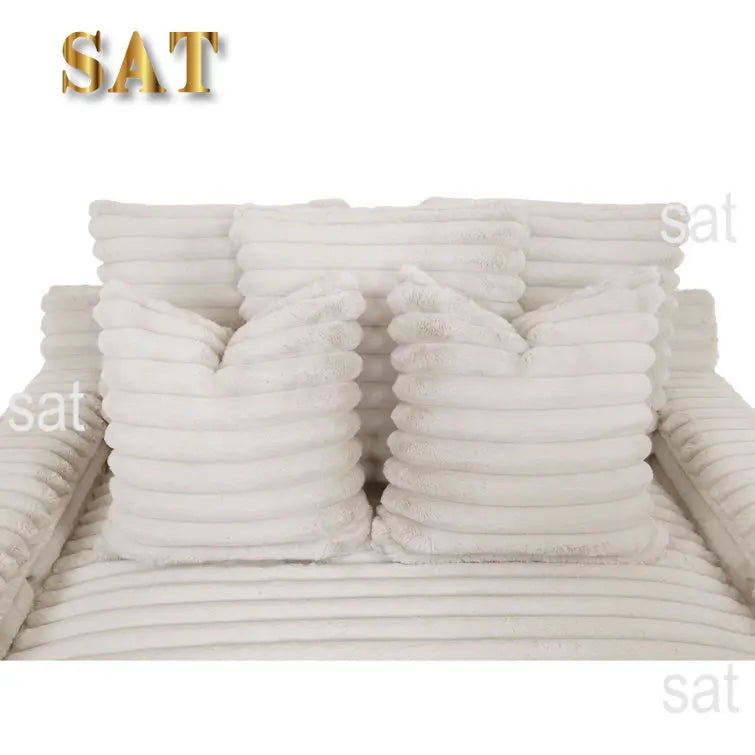 Thick striped corduroy single double sofa black gray white living room sofa