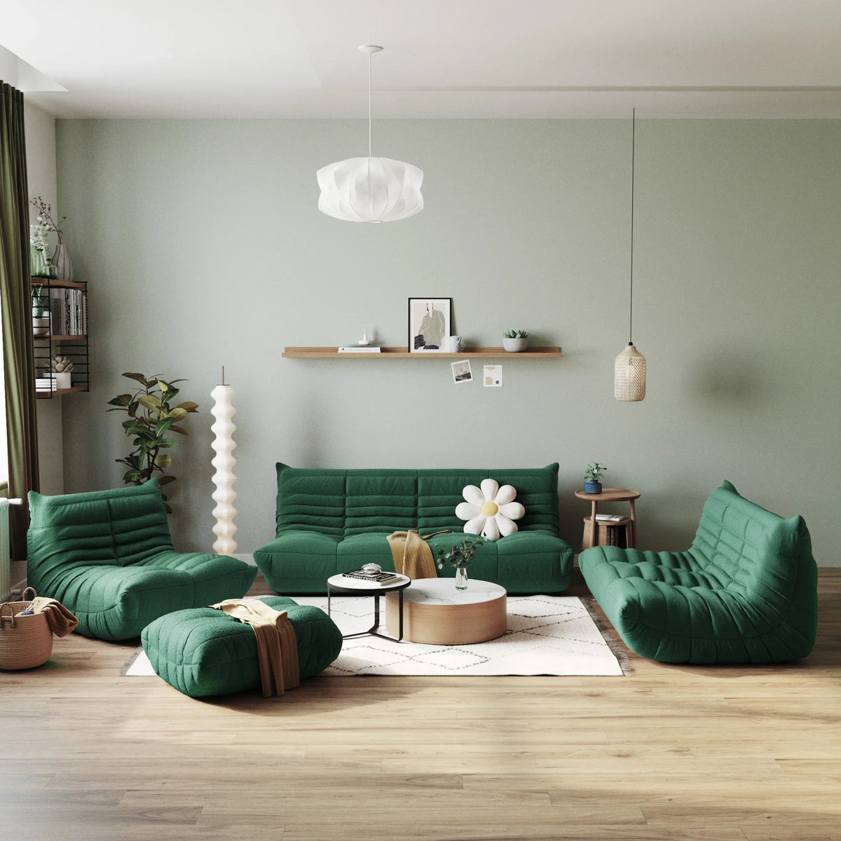 Drop Shipping Nordic White Living Room Sofa 3 Seater Couch Compressed Vacuum Foam Floor Lazy Chair Sofa Set