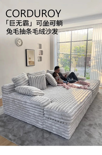 Minimal thick velvet compression sofa bed fabric lazy sofa