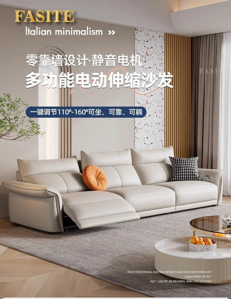 Leather sofa, electric living room, home theater sofa, modern function, adjustable leg support, one layer cowhide sofa