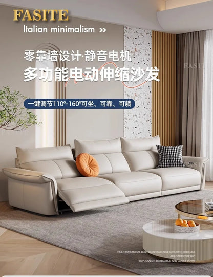 Leather sofa, electric living room, home theater sofa, modern function, adjustable leg support, one layer cowhide sofa