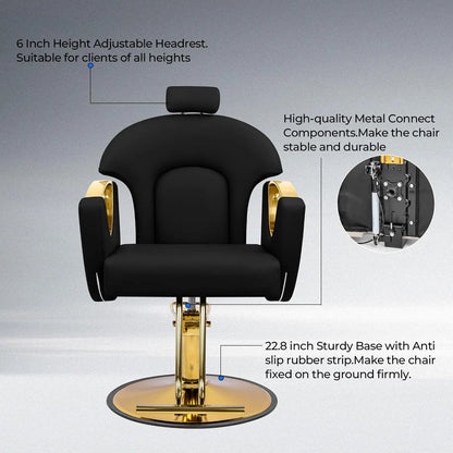 Reclining Barber Chair Styling Hair Chair for Home Barbershop Height Adjustable 360 Swivel Salon Chair for Hair, Customized