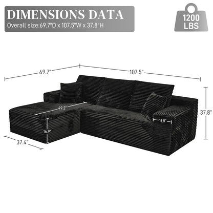 Unisofa Luxury Nordic Corner L Shaped Sectional Bedroom Living Room Use Frameless Compressed Spring Boneless Sofa