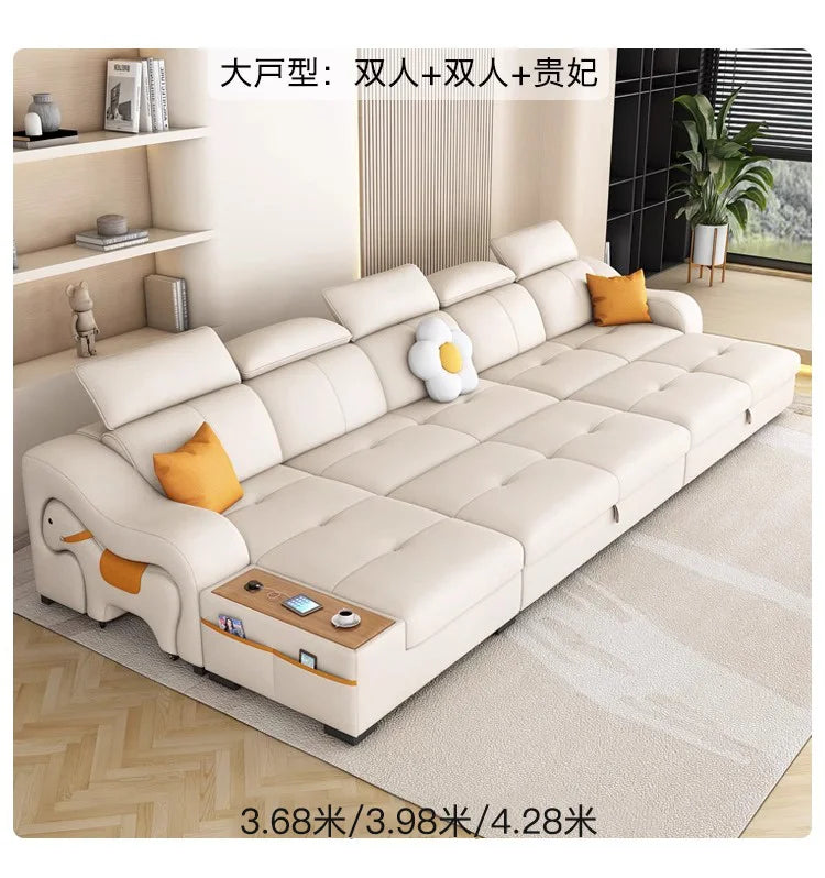 custom. [Official Genuine] Yisheng Scratch Leather Sofa Bed Dual-use Foldable Multifunctional Small Apartment Livin