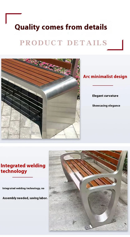 Banc de jardin extérieur 4 places en bois massif, moderne et élégant, pour meubles de parc ou de rue, chaise de Patio élégante