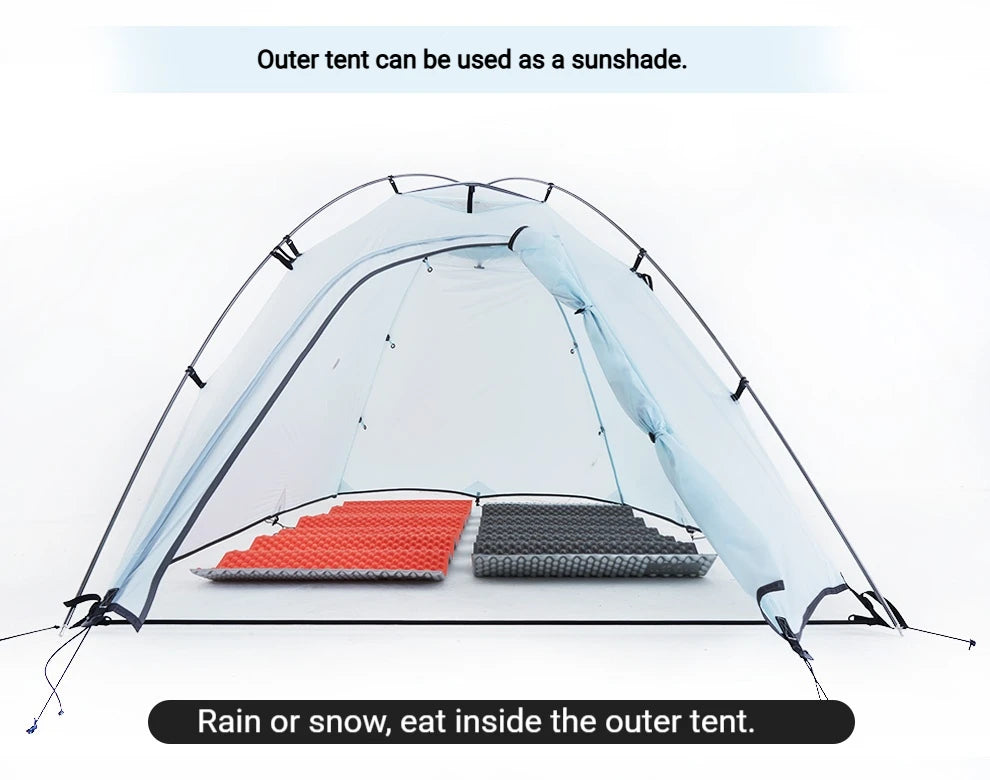 2 Person Ultralight Backpacking Tent Waterproof 3000mm 10D Nylon Double Layer Windproof Tent Camping Hiking Trekking Outdoor