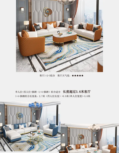 Designer Genuine Leather Sofas Fancy Modern Luxury Individual Loveseat Sofa Sectional Italian Sofy Do Salonu Home Furniture