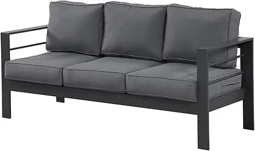Outdoor Couch Aluminum Patio Furniture Sofa, 3 Seat All-Weather Metal Patio Couch with 5