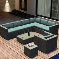Terrace Modern Garden Sofas Outdoor Combination Courtyard Nordic Garden Sofas Waterproof Pe Rattan Furniture Sofá Jardín MHHYSF