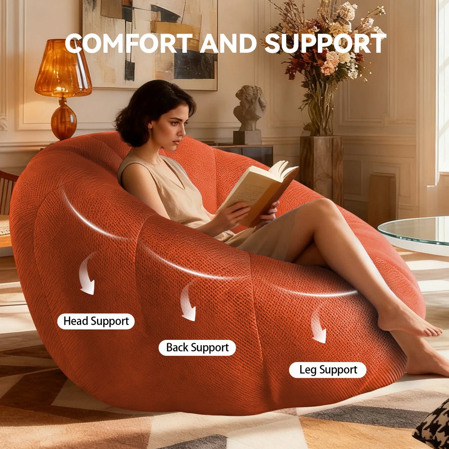 Adult/Child Memory Foam Bean Bag Chair, Small Bubble Chair for Bedrooms, Honeycomb-shaped Curved Sofa Suitable for Living Rooms