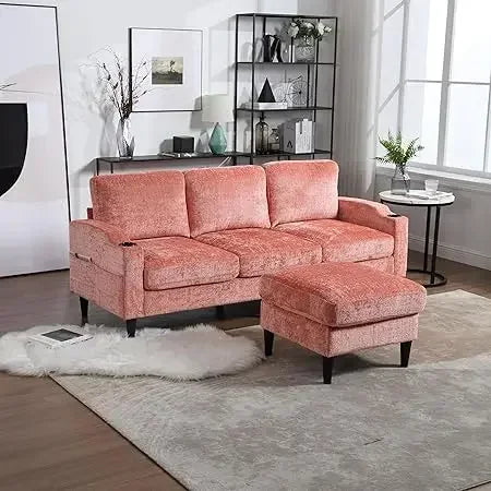 #For L-Shaped Modular Sectional Sofa, 3-Seater Comfy Cloud Couch with Ottoman/Chaise & 5 Pillows for Living Room Bedroom&