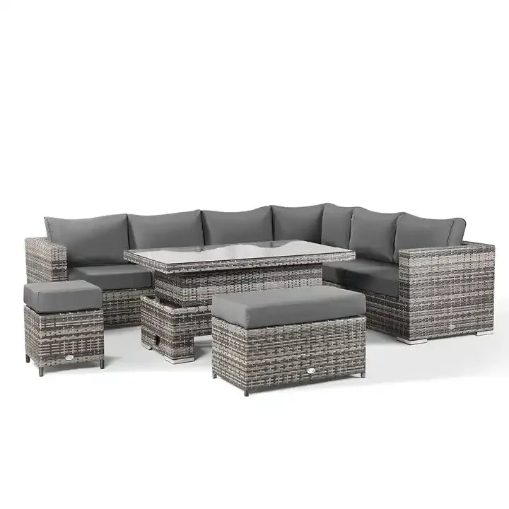Waterproof Patio Sofa Set PE Wicker Rattan Sectional Outdoor Furniture Handmade Aluminum Contemporary Garden Rattan Sofa Set
