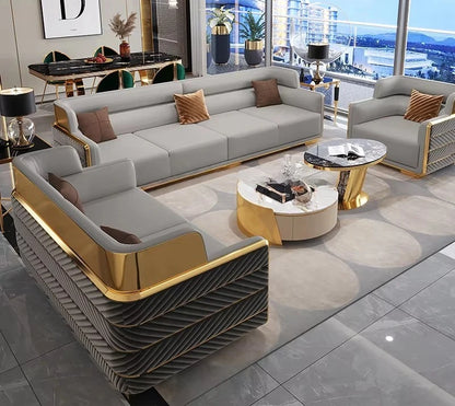 Newest Modern Luxury Velvet Upholstered Living Room Sofa Set Stainless Steel Frame for Home Villa Living Room Furniture