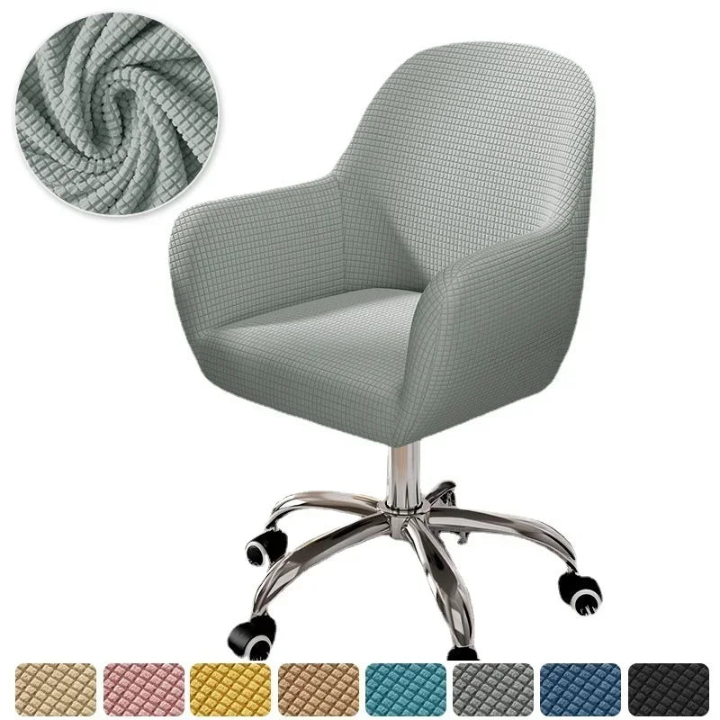 Solid Elastic Rotating Chair Cover Dining Room Spandex High Sloping Armchair Covers Office Chair Slipcover Coffee Bar Make Up