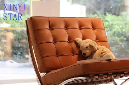 Comfortable Ergonomic Living Room Chair with Genuine Leather Backrest for Study, Cafe, and Gaming Use