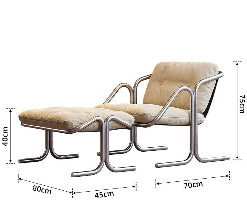 Wabi Sabi Bauhaus Lounge Chair Stainless Steel Frame Designer Minimalist Daybed for Living Room and Patio Relaxation