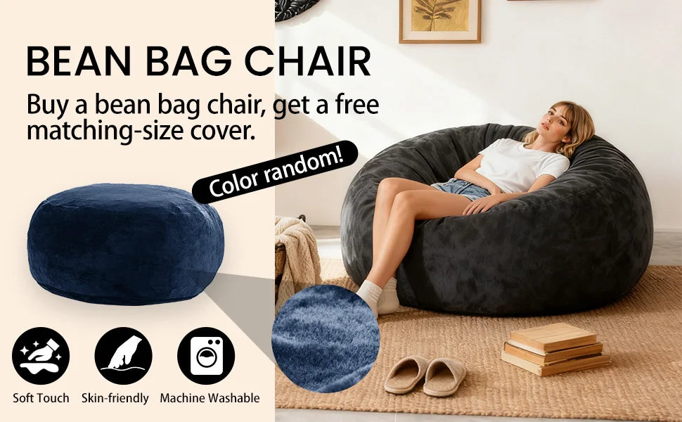 Bean Bag Chair for Adults,6FT Oversize Floor Bean Bags Offers Ample Space for Adults,Memory Foam Giant Bean Bags,Lounger Versati