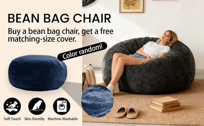 Bean Bag Chair for Adults,6FT Oversize Floor Bean Bags Offers Ample Space for Adults,Memory Foam Giant Bean Bags,Lounger Versati