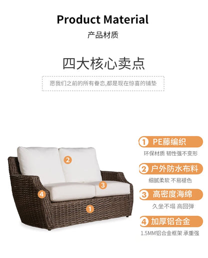 Outdoor sofa combination balcony rattan leisure chair swivel chair
