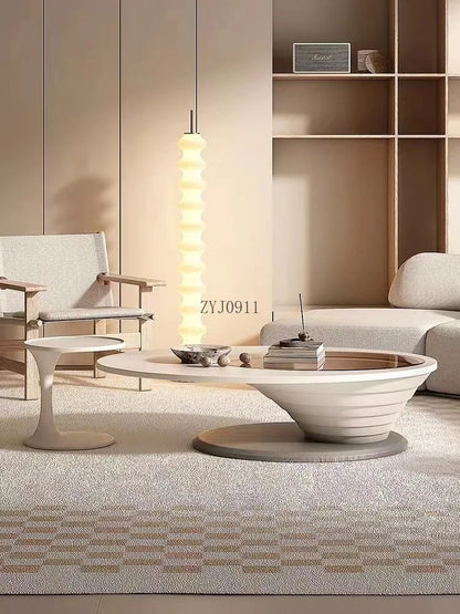 Table basse salon ménage petit appartement lumière luxe simple ovale verre nouvelle table à thé avancée