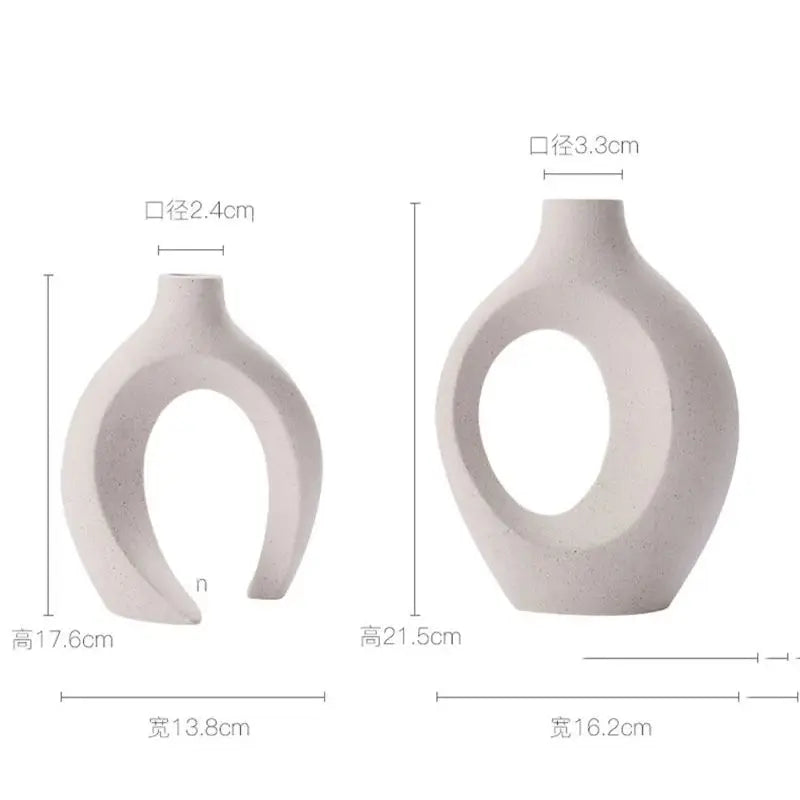 Plastic imitation ceramic vase Hollow Nordic Modern Vase Set 2 Modern Home Decor Living Room Bookshelf Place Vases
